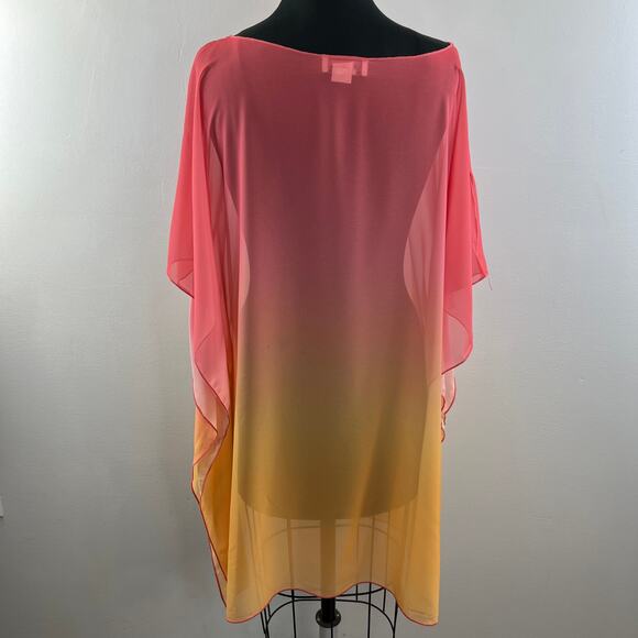 Seductive Wear Orange Yellow Tunic Blouse Top Boat Neck Cover Up Size M Medium - Picture 6 of 9